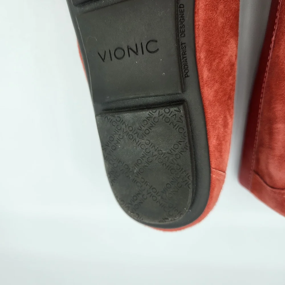 Vionic Kenya‎ Brick Red Suede Horsebit Leather Loafers Women's US 8W